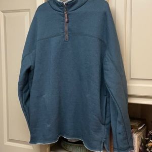 TRUE GRIT pullover.  Worn once.  Beautiful rich steel blue color.  Size L.